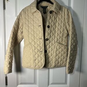 Banana Republic Quilted Shirt Jacket in Cream